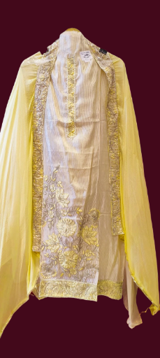 Elegant Cream and Yellow Embroidered Suit