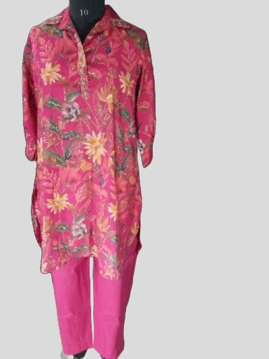 Stylish Floral Print and hand work Kurta Set
