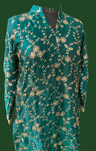Embroidered Green Kurta Set
