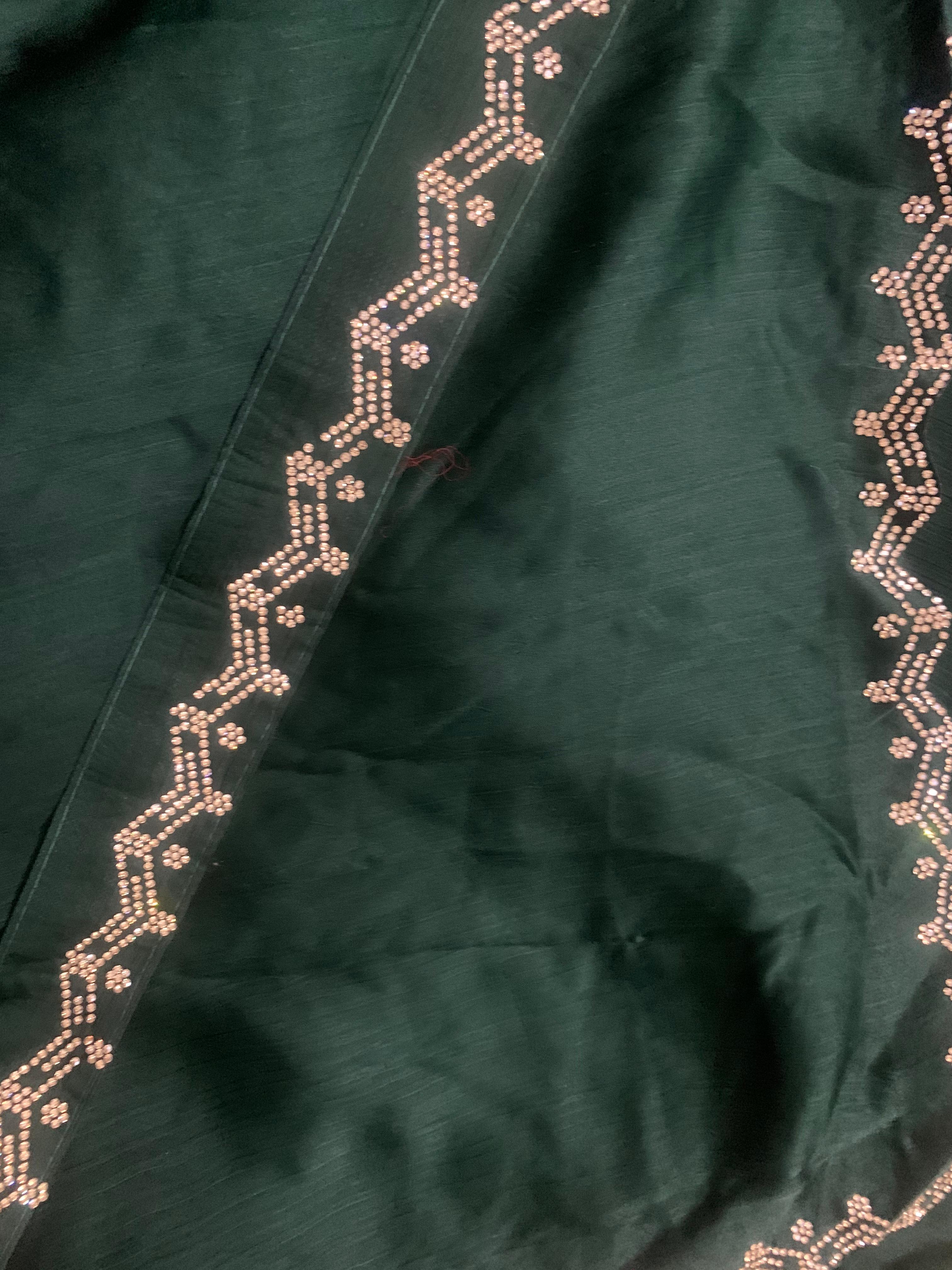 Embroidered Red Saree and Velvet Blouse with Belt