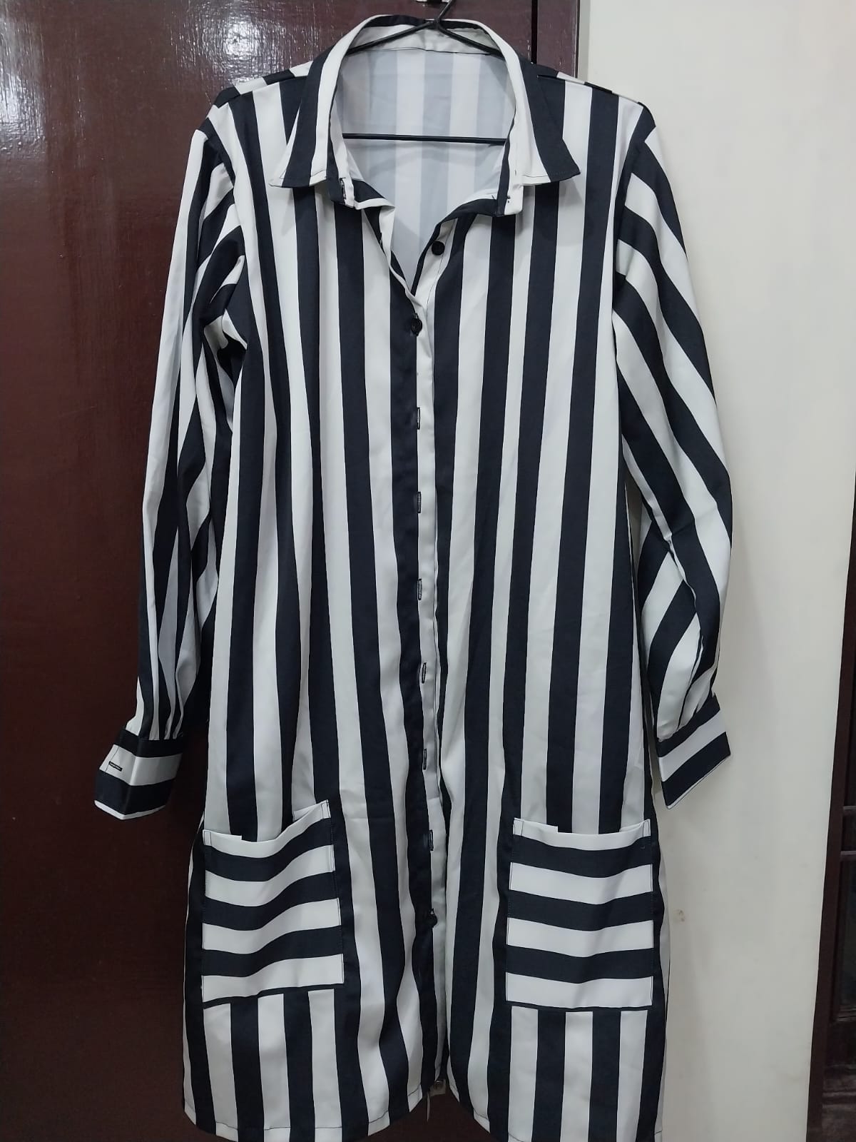 Black and White Striped Coord Set