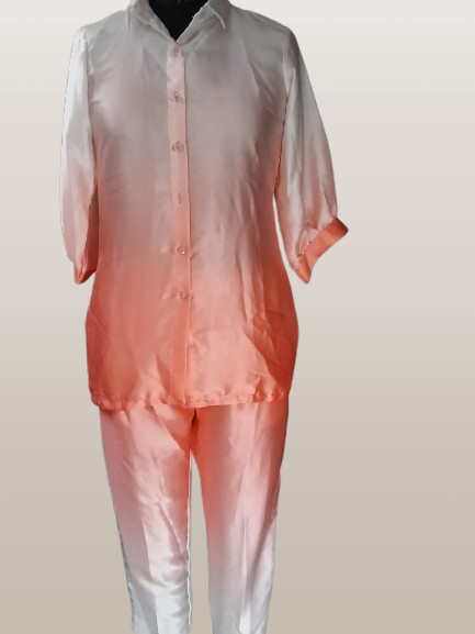 Stylish Pink and White Ombre Coord Set