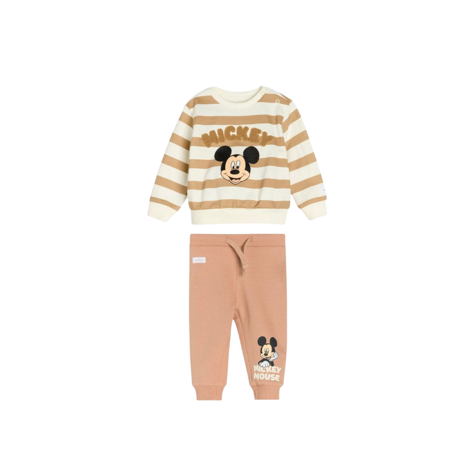 Set Felpa a Righe e Joggers Cammello Mickey Mouse 