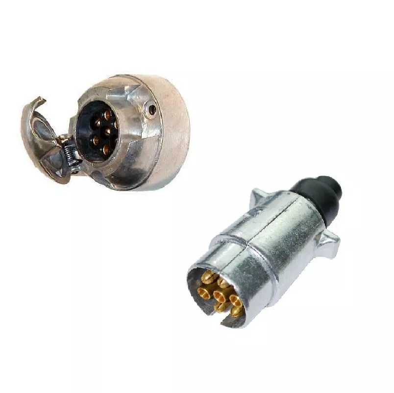 7 pin SOCKET & 7 pin PLUG Trailer Wiring Lights 12v volt aluminium METAL 12N (2)