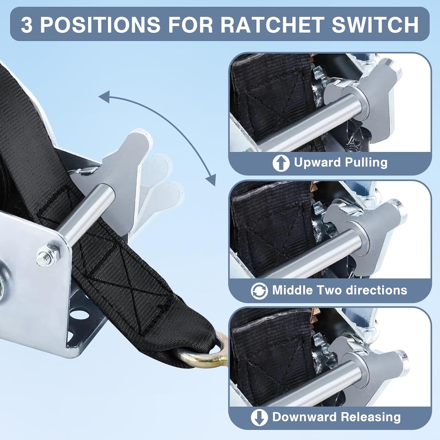 Heavy Duty 1000lbs Hand Winch Crank Strap Gear Winch for Trailer Boat ATV