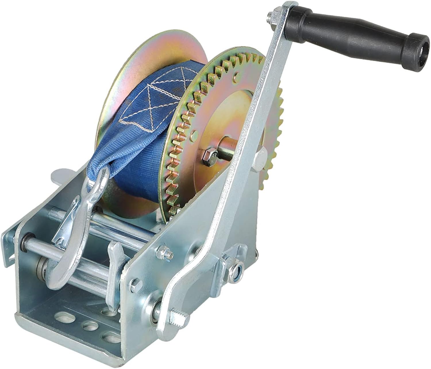 Hand Winch Boat Trailer Winch | 850LBS Manual Operated Hand Crank Ratchet Winch with (10m) Black Strap for Trailers ATV UTV Boat Marine Towing Truck Heavy Duty