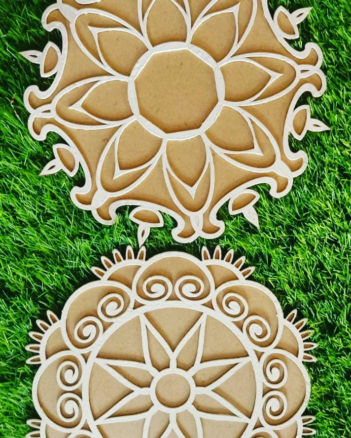 Reusable MDF Wooden Rangoli Mat