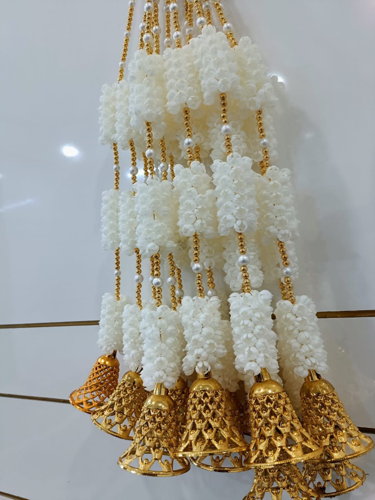 Decorative Hanging Bells with White Flowers