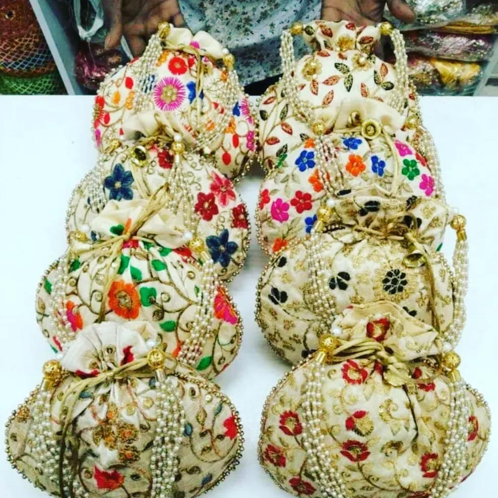 Embroidered Floral Design Matki Potlis