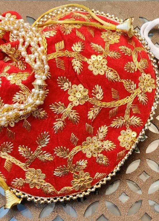 Floral-Leaf Embroidered Potli Bags