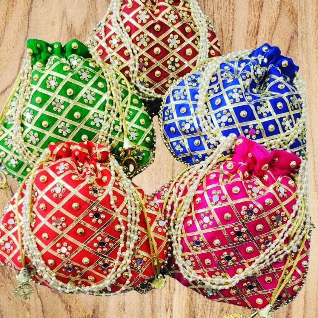 Beaded Embroidered Silk Potli Bags
