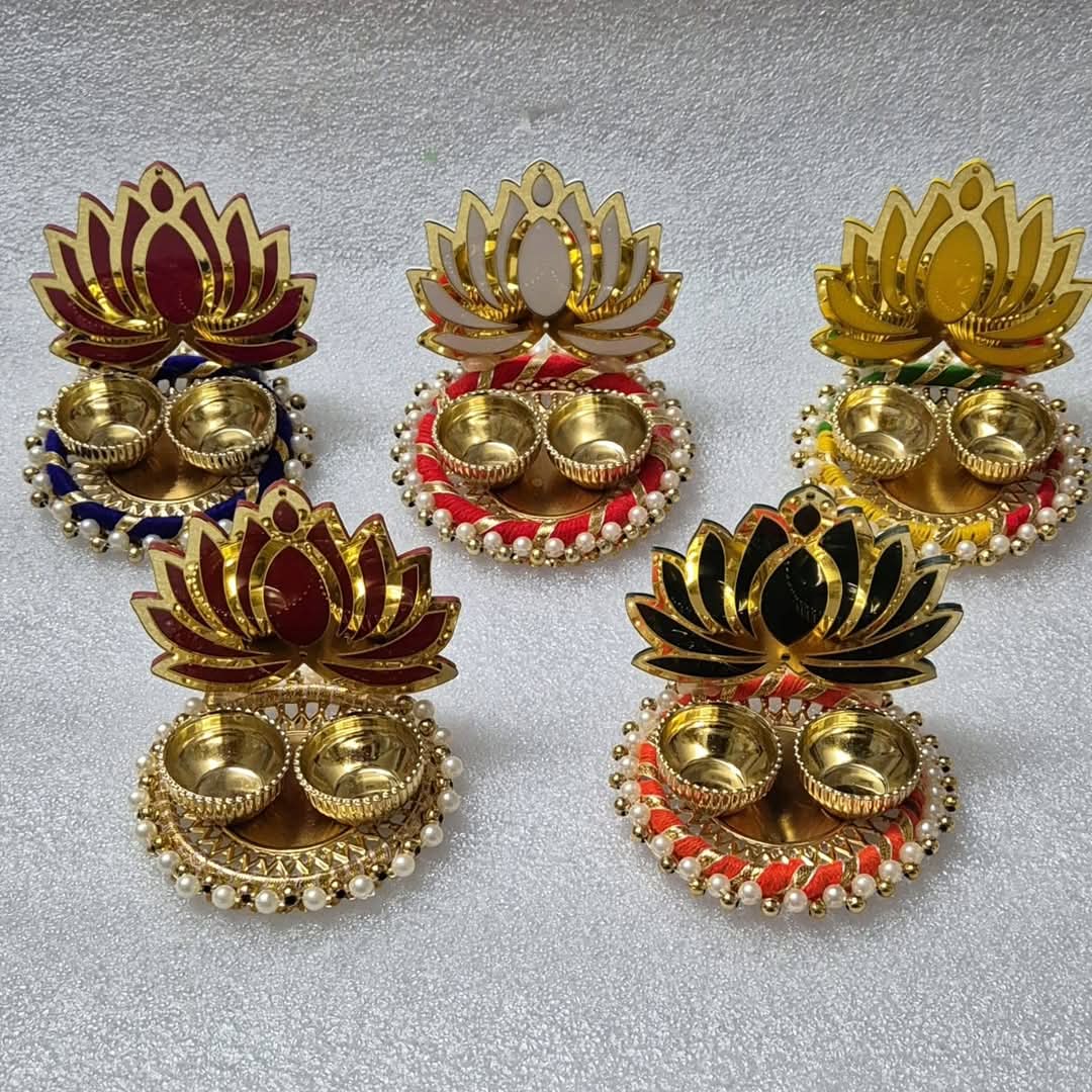 Acrylic Lotus Haldi Kumkum Platter