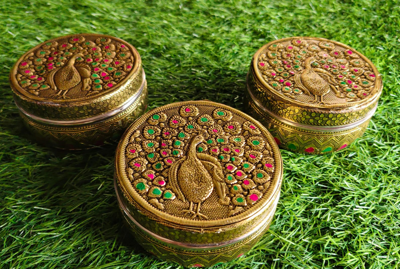Regal Peacock Meenakari Stainless Steel Boxes
