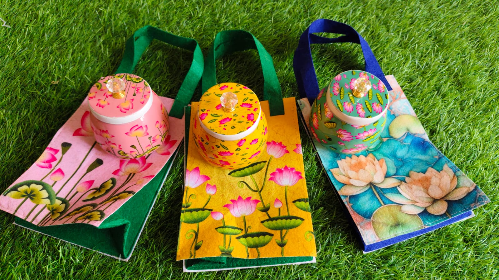 Floral Felt Bag & Jar Combo