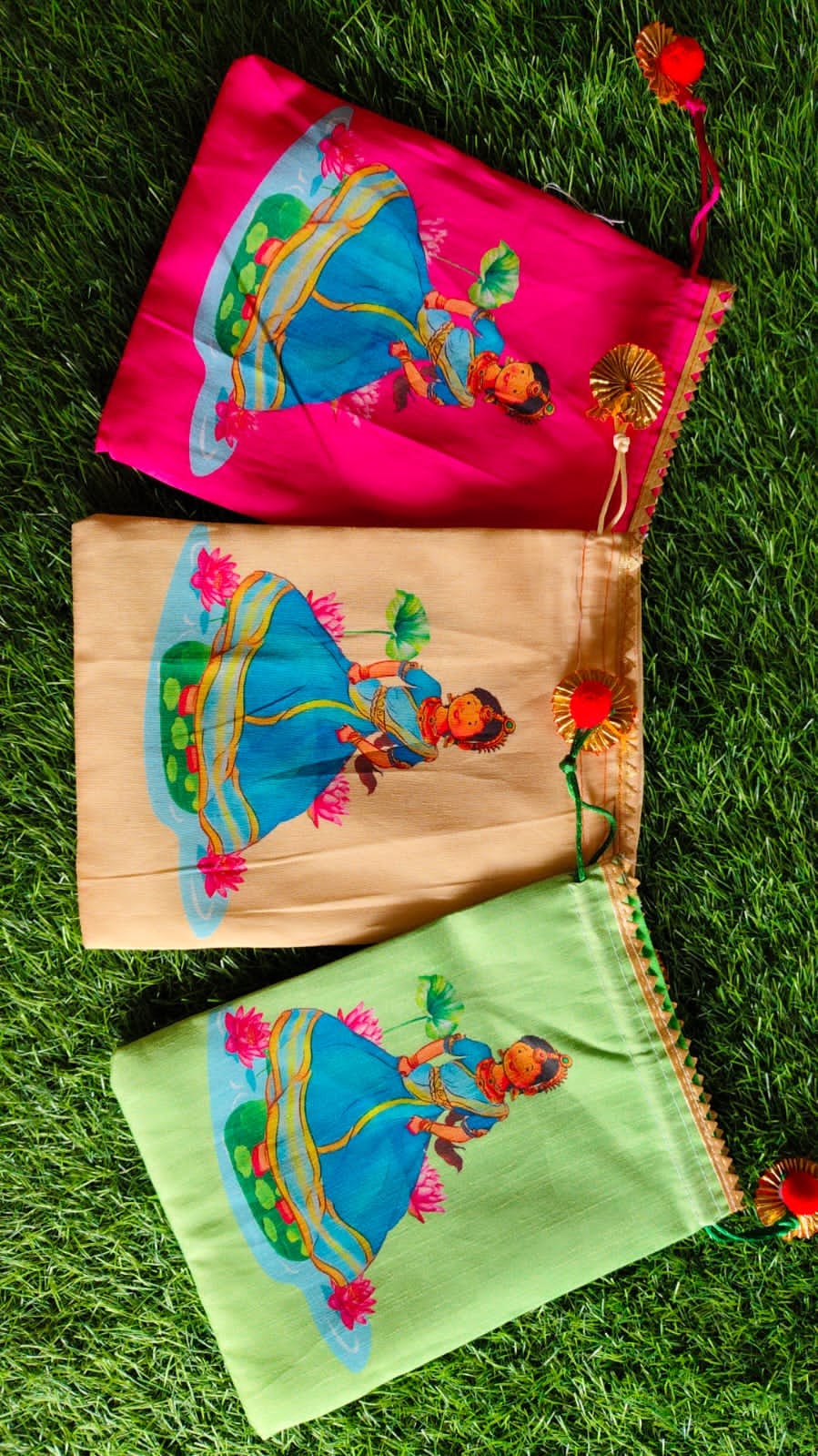 Silk Digital Printed Potli - Girl Print (Assorted Colors/Prints)