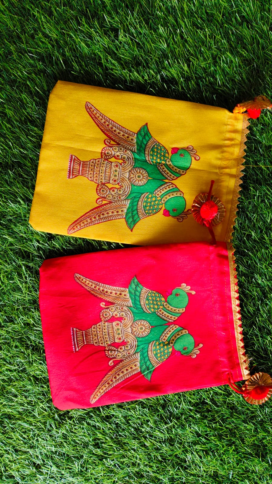 Silk Digital Printed Potli - Parrot Prints (Assorted Colors/Prints)