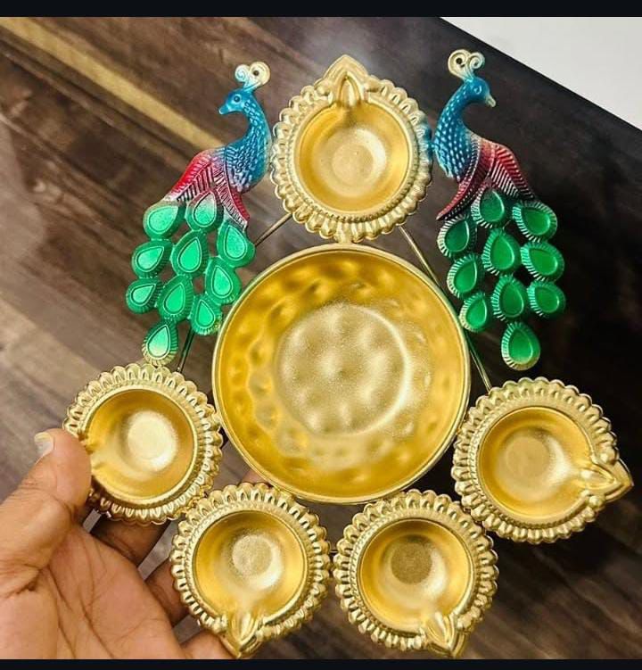 Colored Peacock Diya