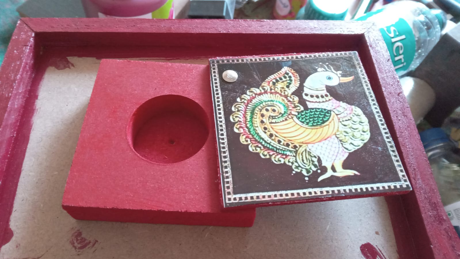 Elegant MDF Wooden Sliding Kumkum Boxes (Assorted Designs)
