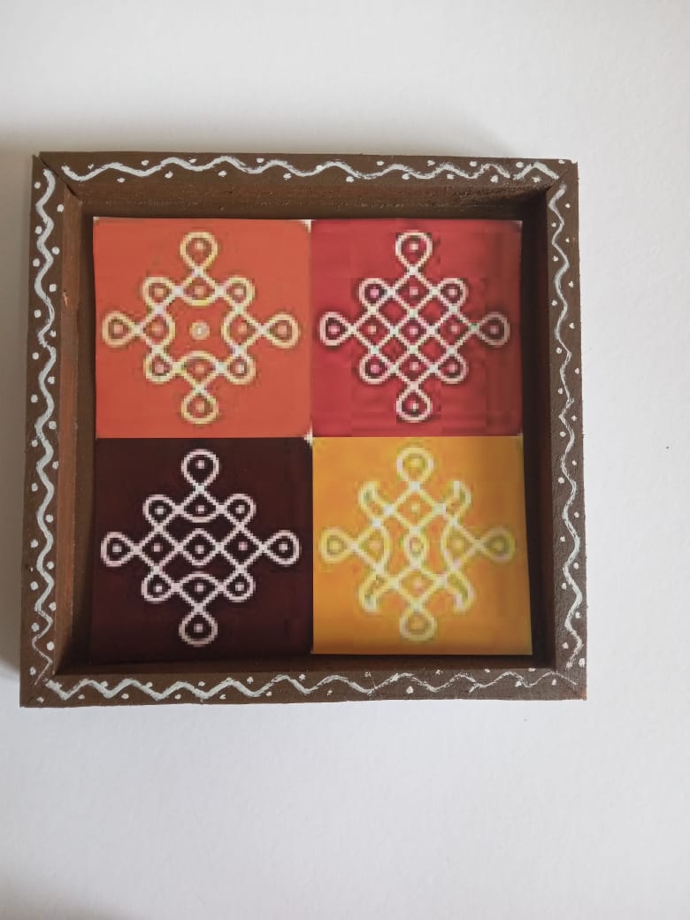 Colorful MDF Teakwood Rangoli Trays