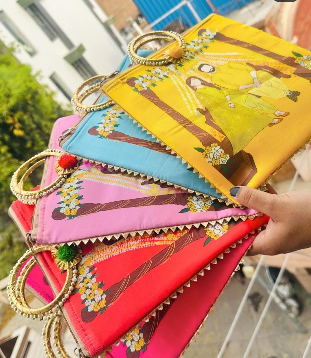 Silk Zip Bags - Bride and Groom Print