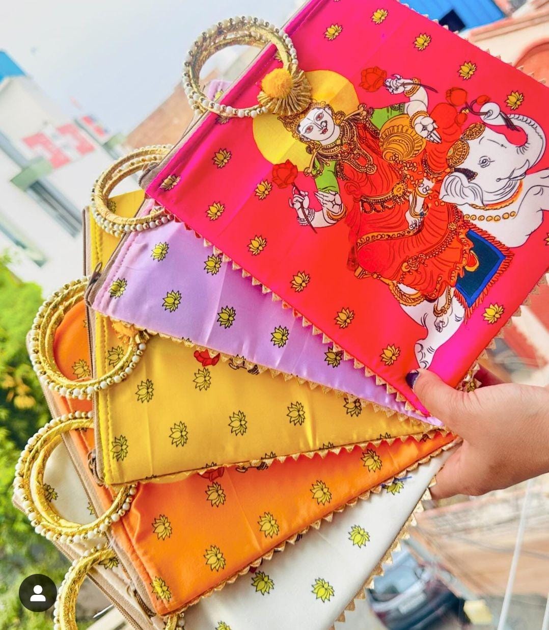 Silk Zip Bags - Goddess Lakshmi Print