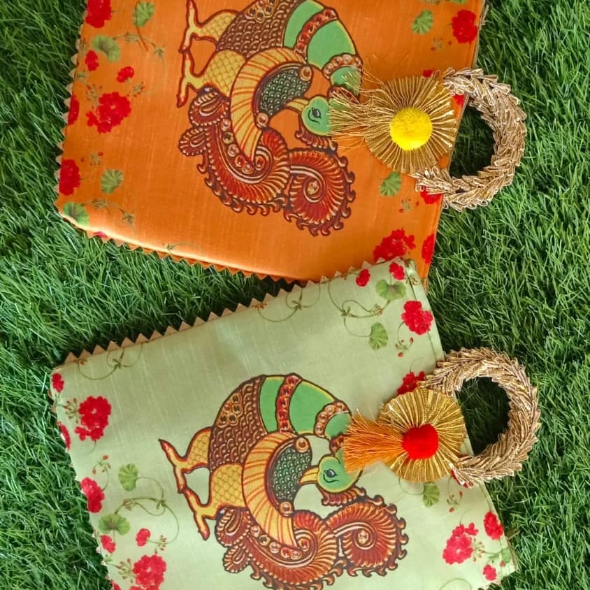 Silk Zip Bags - Regal Peacock Design