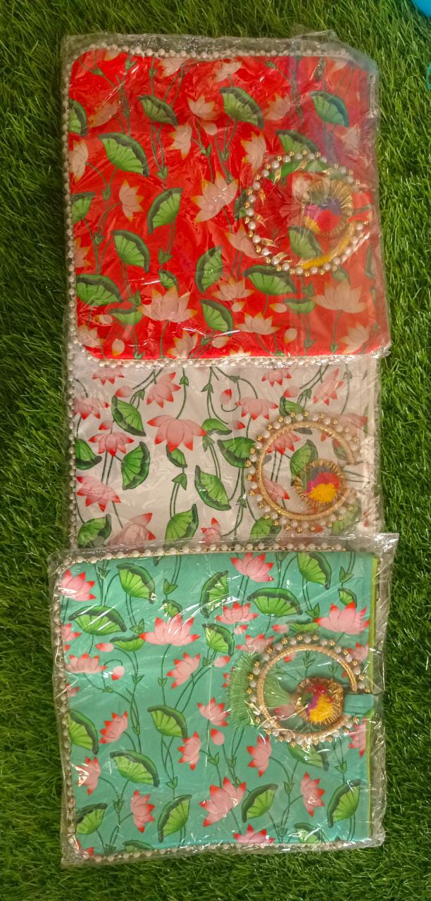 Silk Zip Bags - Lotus Motifs