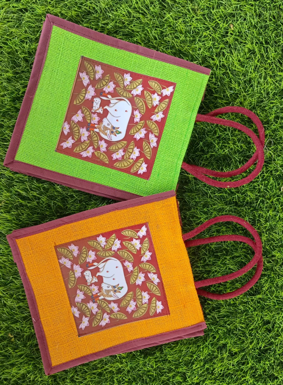 Pichwai Jute Bags (Assorted Colors)