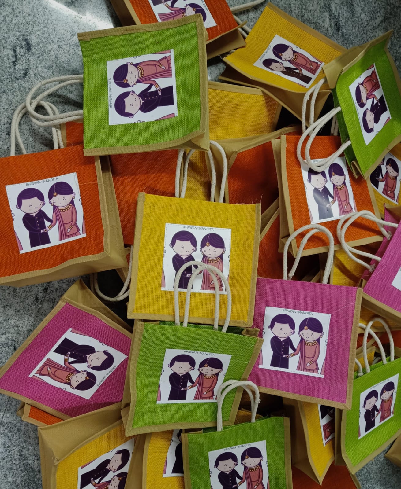 Wedding Themed Jute Bags