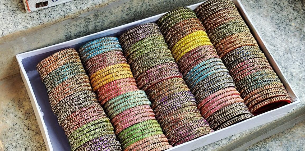 Heavy Kundan Silk Thread Bangles – Set of 4 (Customizable)