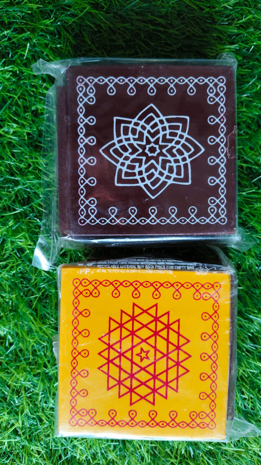 MDF Wooden Pooja Manai – 6" × 6" with Traditional Legs (Assorted Colors and Designs)