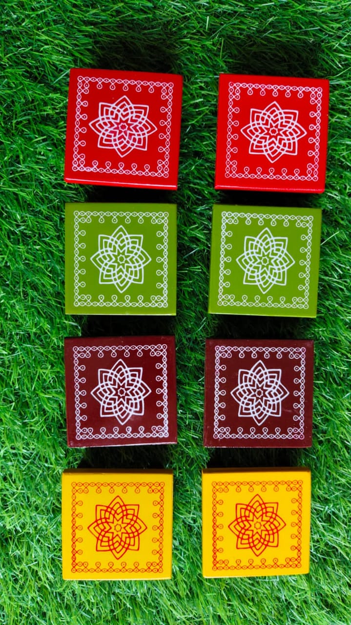 Mini MDF Wooden Pooja Manai – 3" × 3" with Traditional Legs