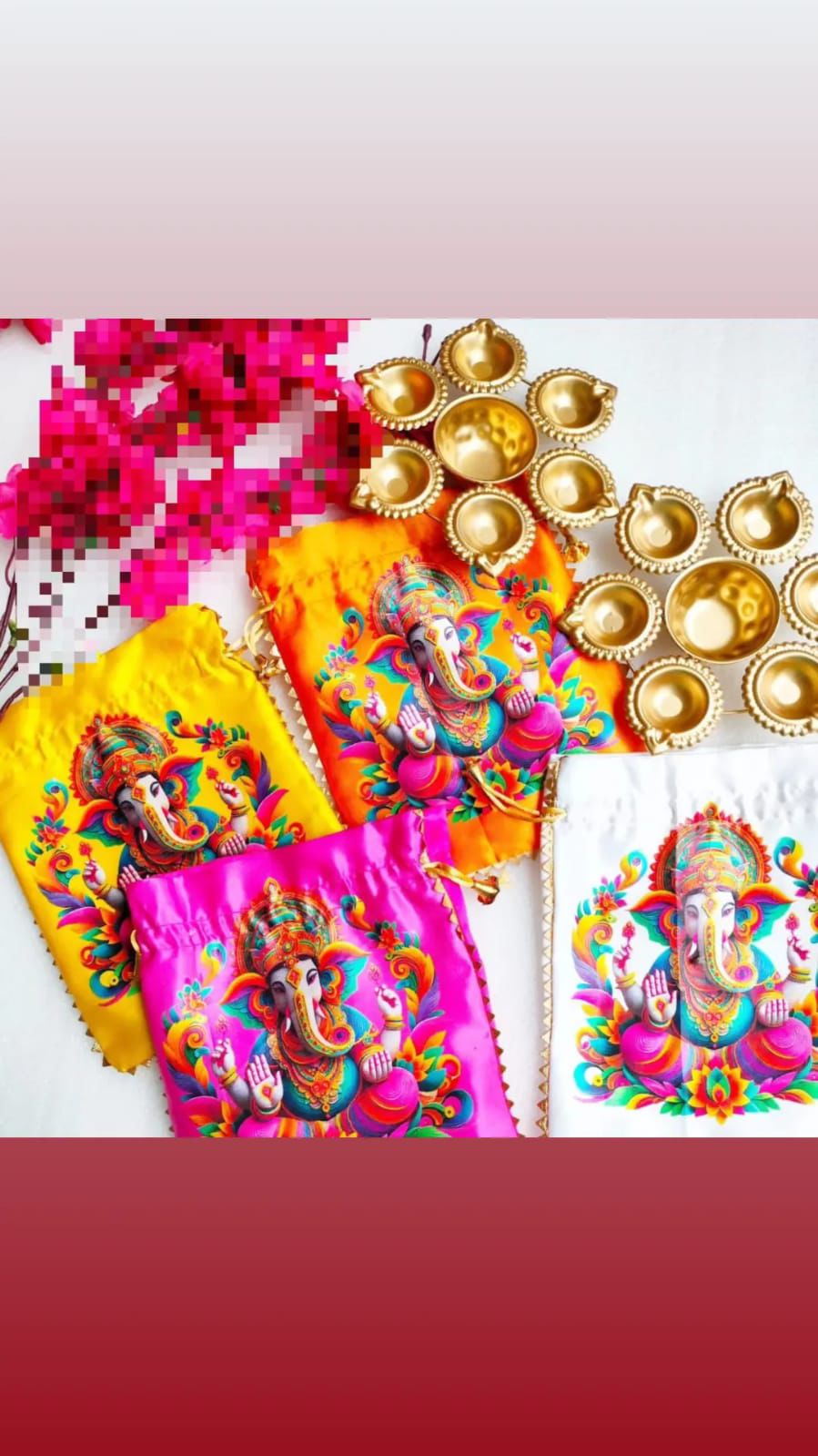 Ganesh Ji Silk Digital Potli & Urli Combo