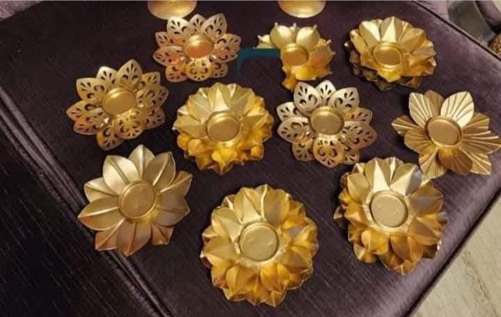 5" Metal Lotus Diya - Assorted Designs