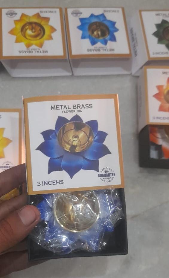 3" Metal Lotus Diya with Box Packing