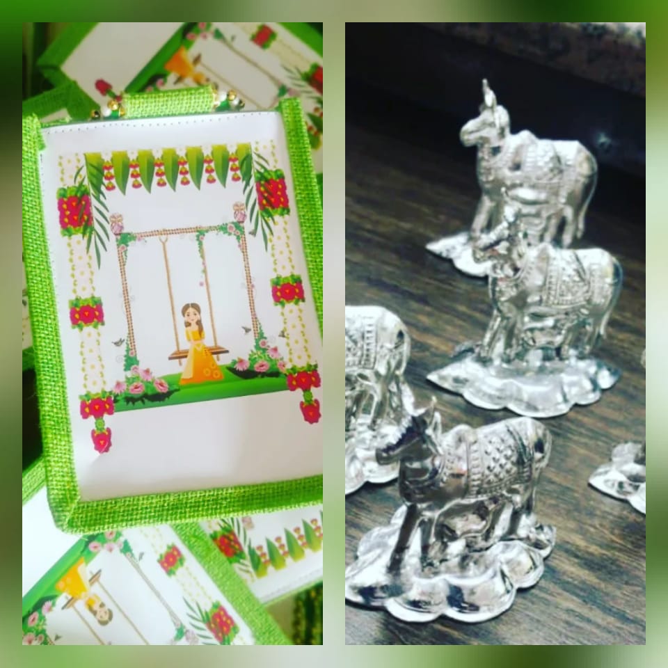 Puberty Ceremony Combo – Jute Bag (8 × 8 × 4") + 2.2" German Silver Comatha