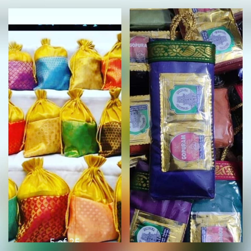 Silk Potli + Silk Cotton Blouse with Haldi Kumkum Pouch Combo