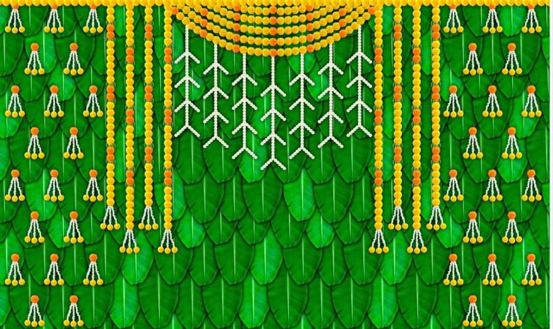 Green Floral Hanging Backdrop - 5 x 8 feet