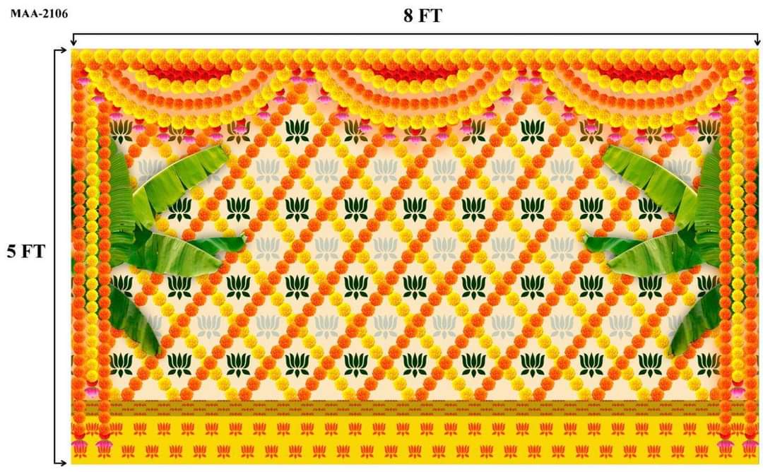 Floral Banana Leaf Backdrop - 5 x 8 feet