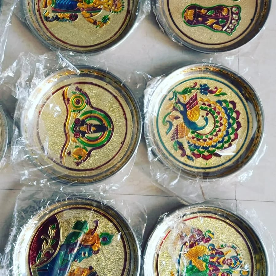 7" Stainless Steel Meenakari Plates – Assorted Traditional Designs