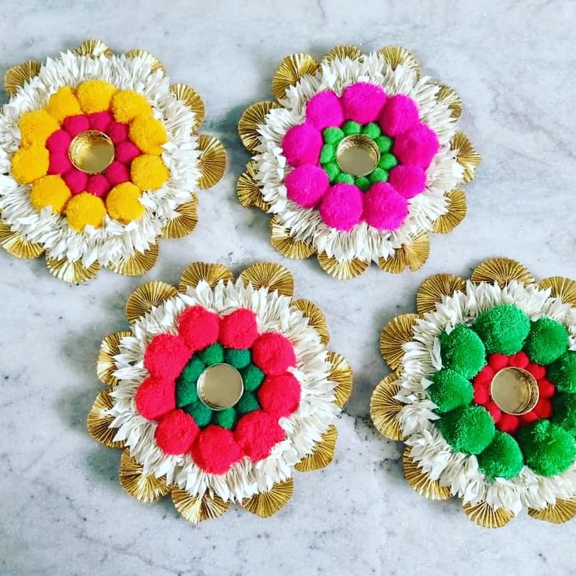 8" Festival Tealight Diya Rangoli Mats