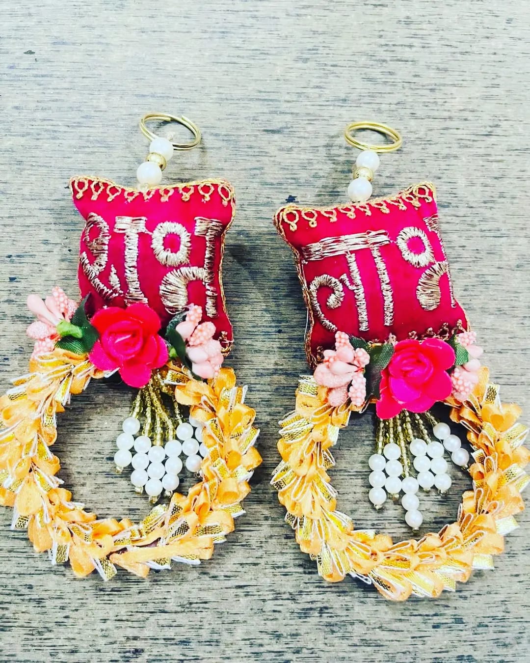 7" Shubh Labh Door Hangings – Embroidered Festival Wall Décor