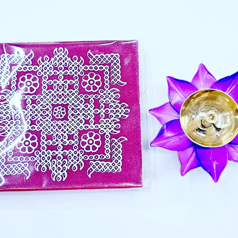 Decorative Lotus Diya with Stand – 4" Base + 3" Purple Lotus Diya Combo
