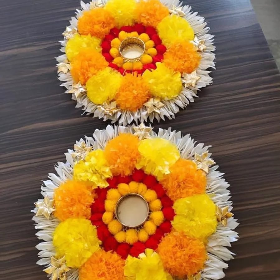 7" Floral Tealight Rangoli Mat