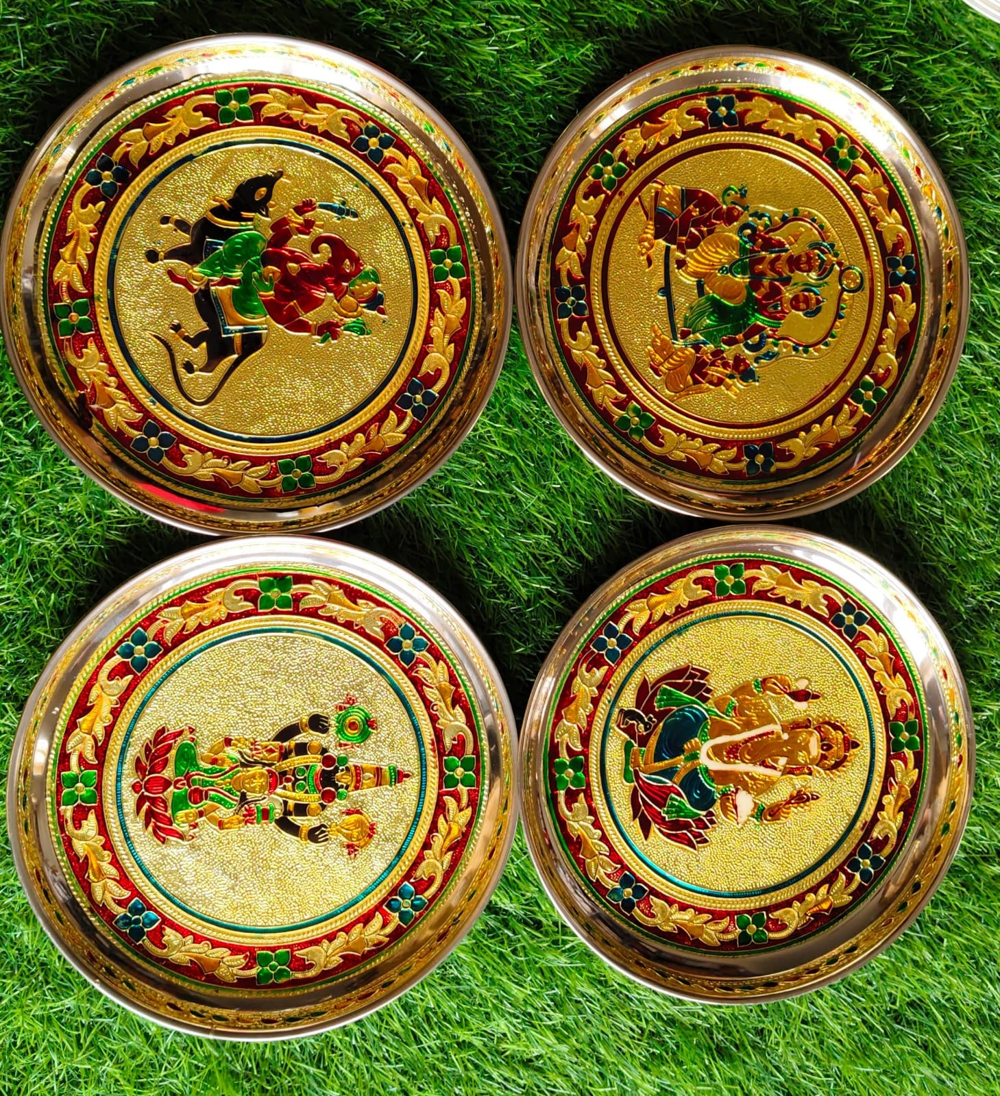 9" Stainless Steel Meenakari Plates - Assorted Designs