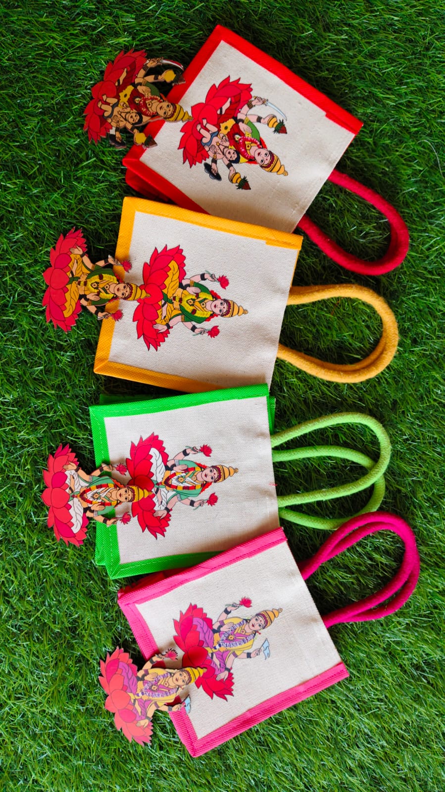 Goddess Jute Bag (6" × 6" × 4") + Matching MDF Magnet (4") Combo