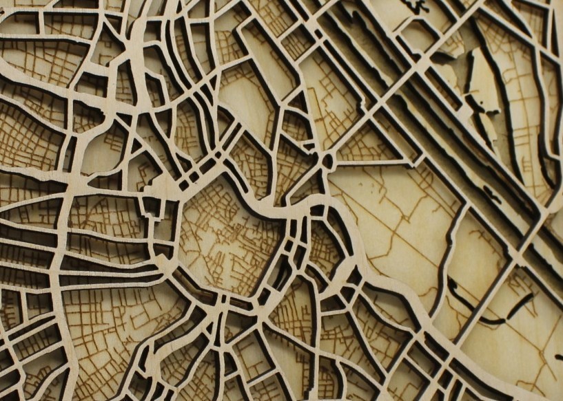 Wooden city map Vienna