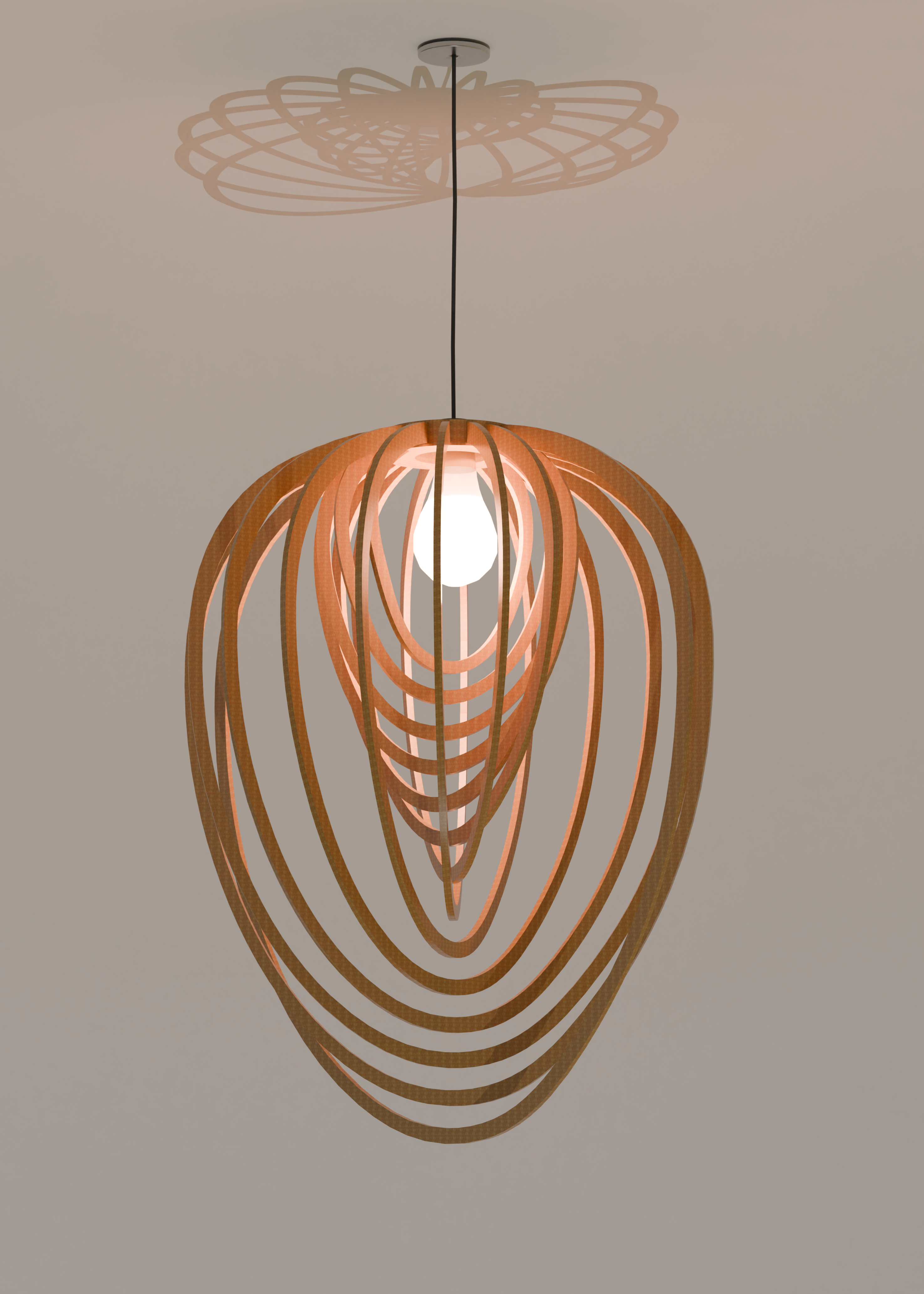 Celling wooden lamp "Seashell" (Big format)