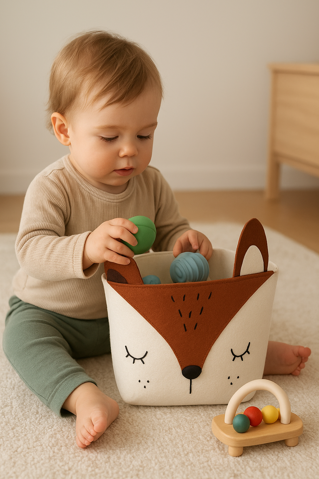 Panier Cerf Blanc et Renne marron