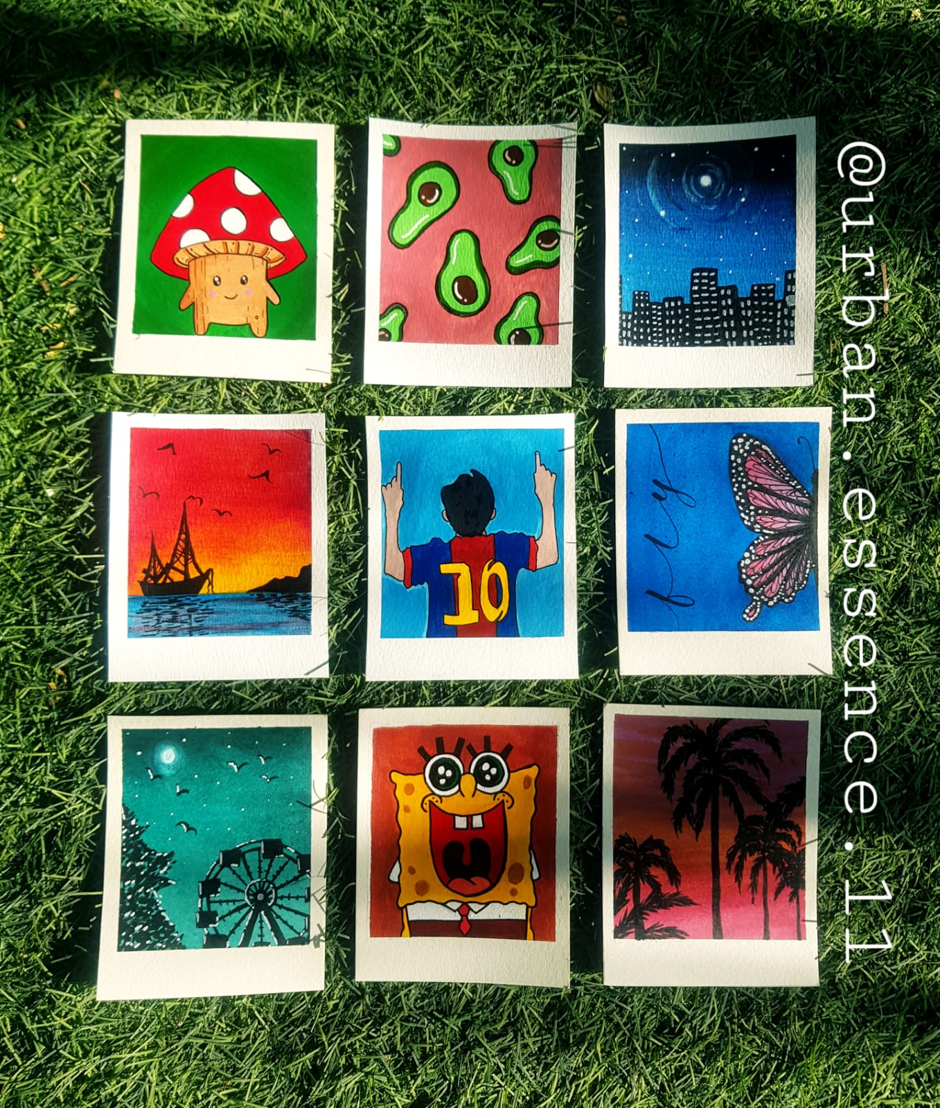 Hand-Painted Polaroid Art Collection